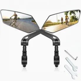 1 Pair Bike Mirror, Bike Mirrors Handlebar Mount View, Adjuatable Wide Angle RearView Mirror, 360 Adjustable Bicycle Rear View Mirror Accessories for Ebike Mountain Road Bike (Black)