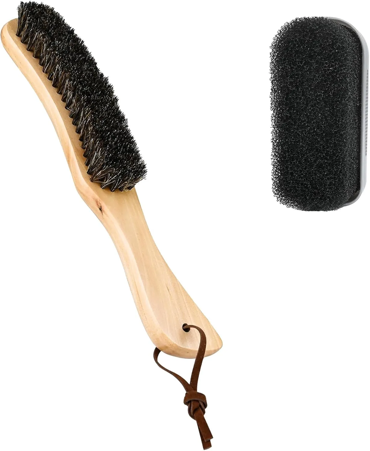2PCS Felt Hat Brush, Felt Hat Cleaner with Horsehair Brush and Sponge Brush, Cowboy Hat Cleaner Easily Removes Dust Fuzz and Lint for Shoes Hats and Clothes