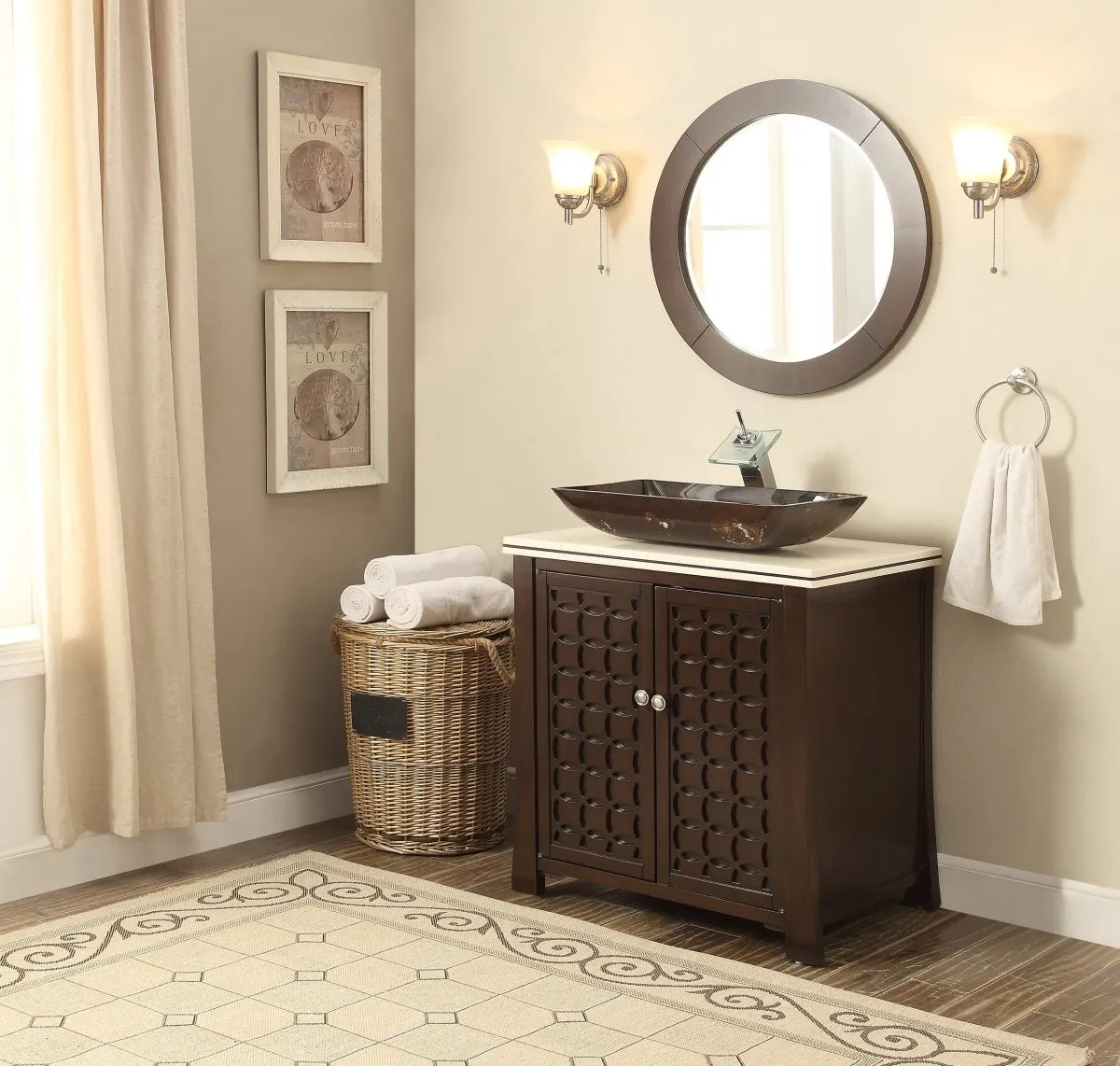 30" Modern Style Vessel Sink Giovanni Bathroom Sink Vanity model # HF339