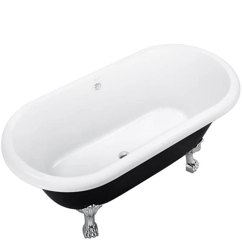 59" Double Ended Clawfoot Bathtub, Classical, Acrylic, IAPMO Certified