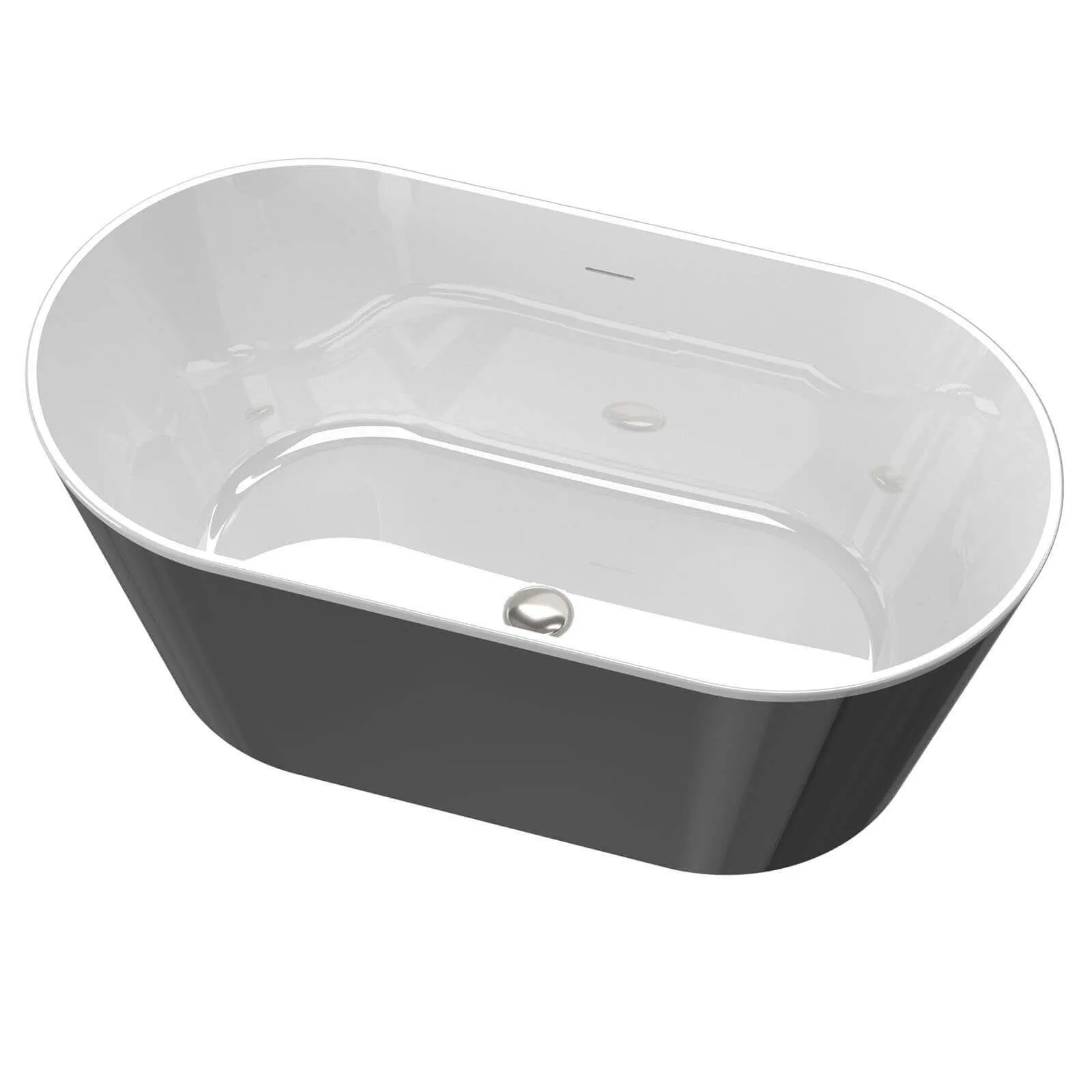 60" White   Black Acrylic Freestanding Bathtub