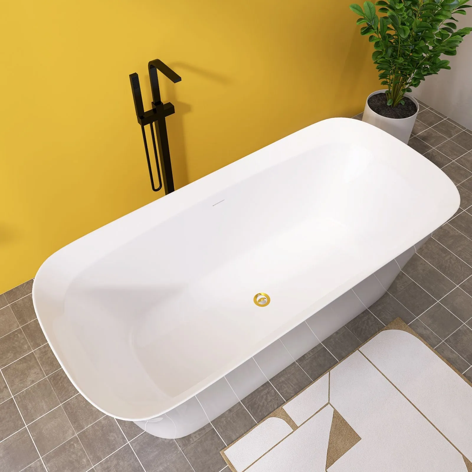 67'' Beveled Edge Flat Bottom Acrylic Bathtub