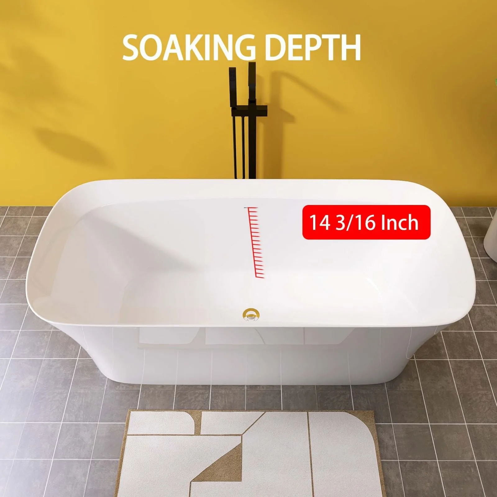 67'' Beveled Edge Flat Bottom Acrylic Bathtub