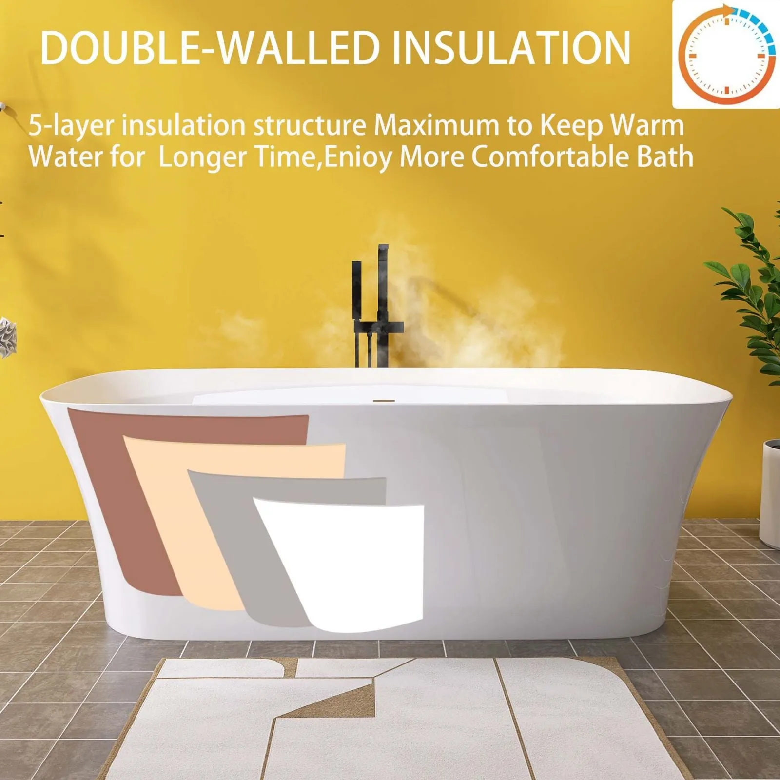 67'' Beveled Edge Flat Bottom Acrylic Bathtub