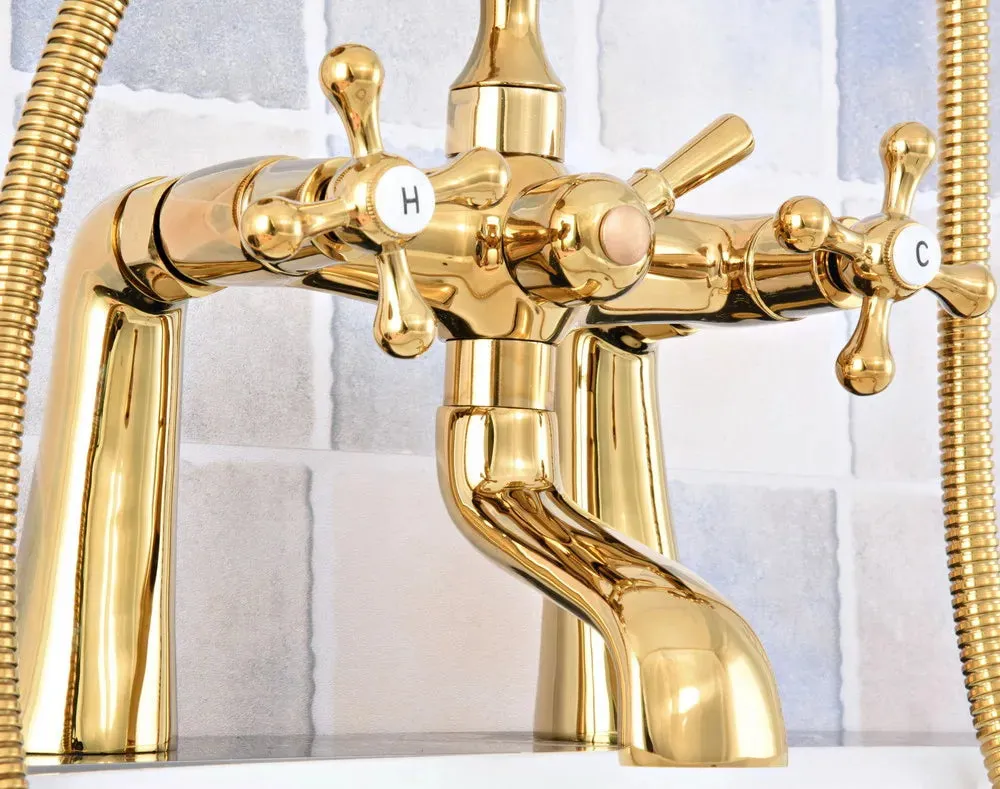 Bathtub Faucets Brass Deck Mount Swivel Tub Spout with Hand Shower