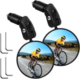 Bike Mirror 2Pcs 360 Rotatable HD Bicycle Handlebar Rearview Mirrors, Adjustable Bike Bar End Mirror for Electric MTB Mountain Road Bikes Cycling