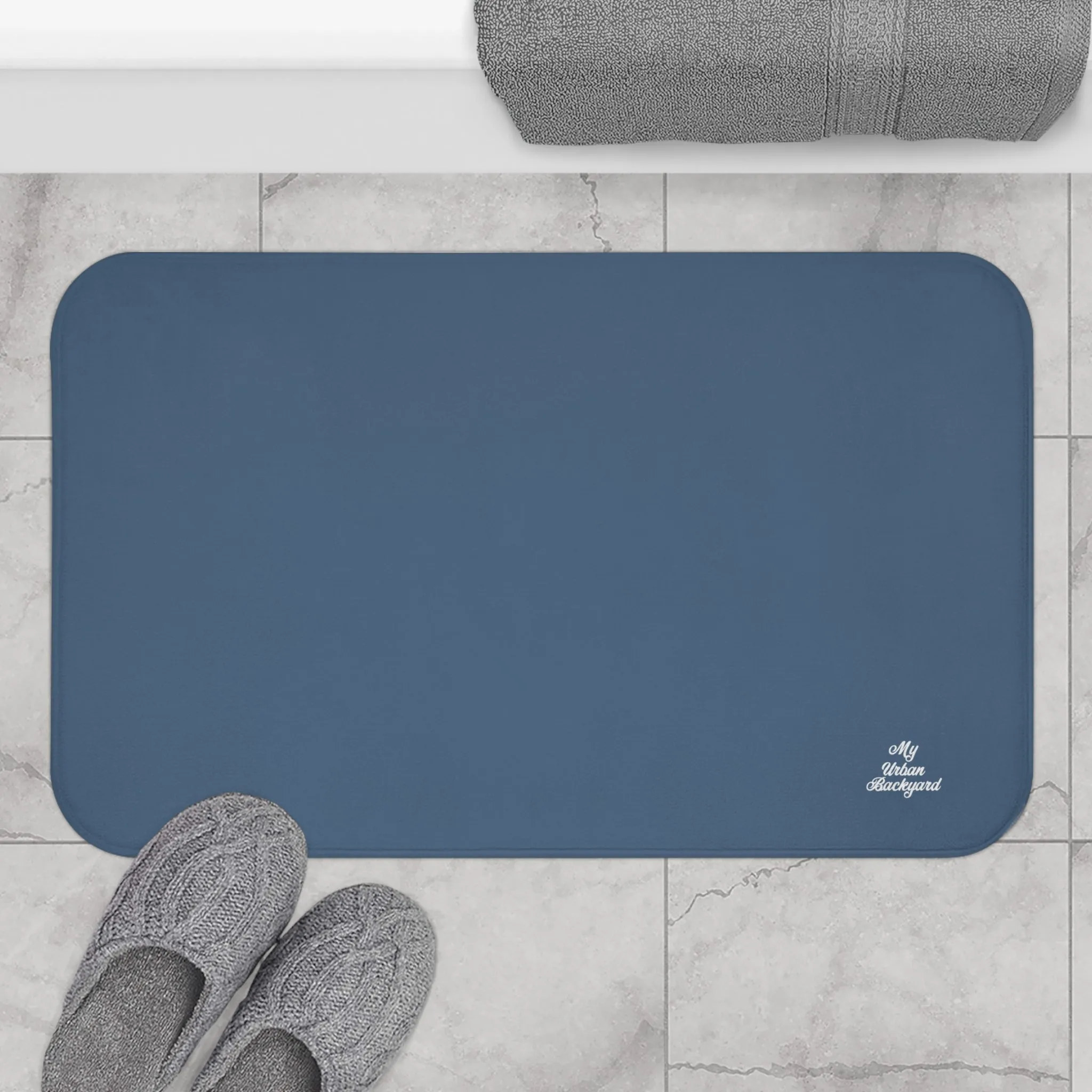 Blue Accent Color, Memory Foam Bath Mat - Cozy Bathroom Essential