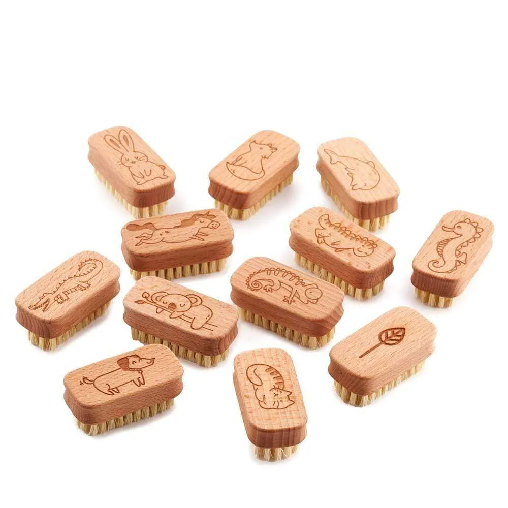 Children's Beech Wood Nail Brush with Stiff Natural Bristles