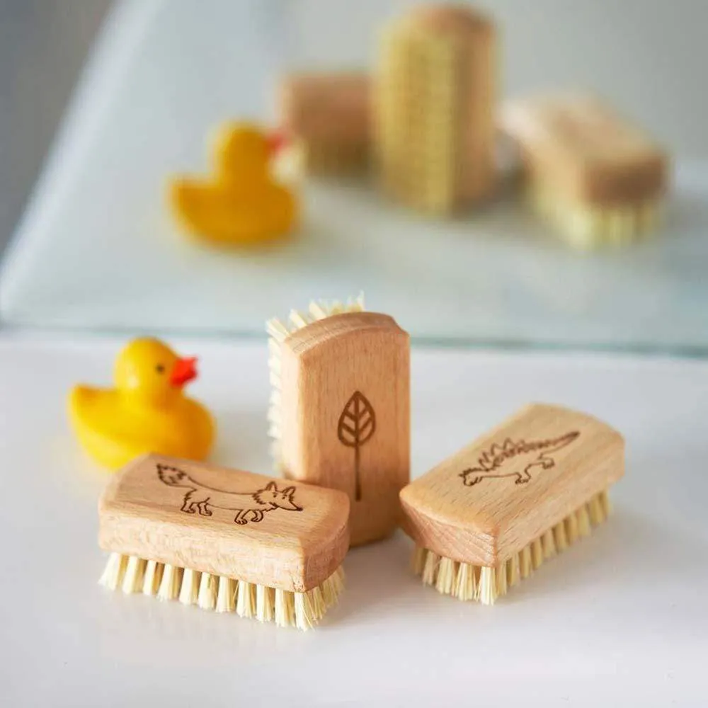 Children's Beech Wood Nail Brush with Stiff Natural Bristles