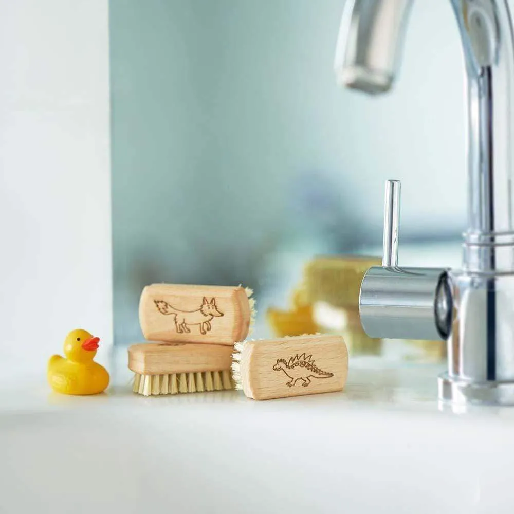 Children's Beech Wood Nail Brush with Stiff Natural Bristles