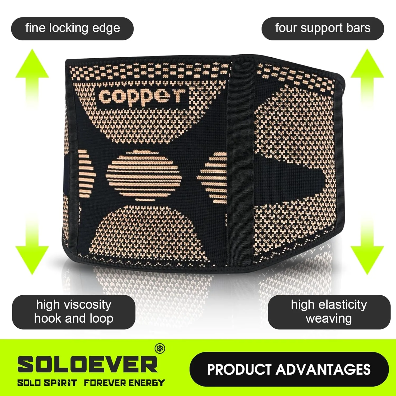 Copper Back Braces for Lower Back Pain, Breathable Lumbar Support Belt for Men and Women, Lower Back Brace for Herniated Disc, Sciatica, Scoliosis, Heavy Lifting (Black, Large)