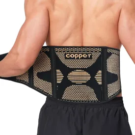 Copper Back Braces for Lower Back Pain, Breathable Lumbar Support Belt for Men and Women, Lower Back Brace for Herniated Disc, Sciatica, Scoliosis, Heavy Lifting (Black, Large)