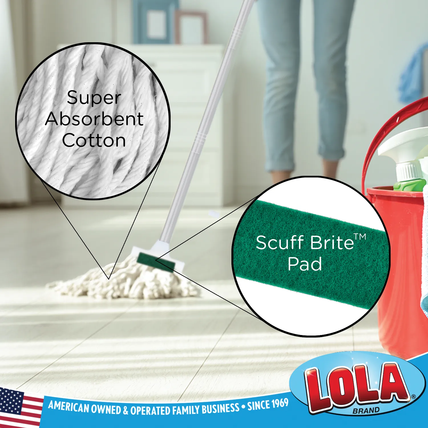 Cotton Floor Wet Mop w/ Scuff Remover