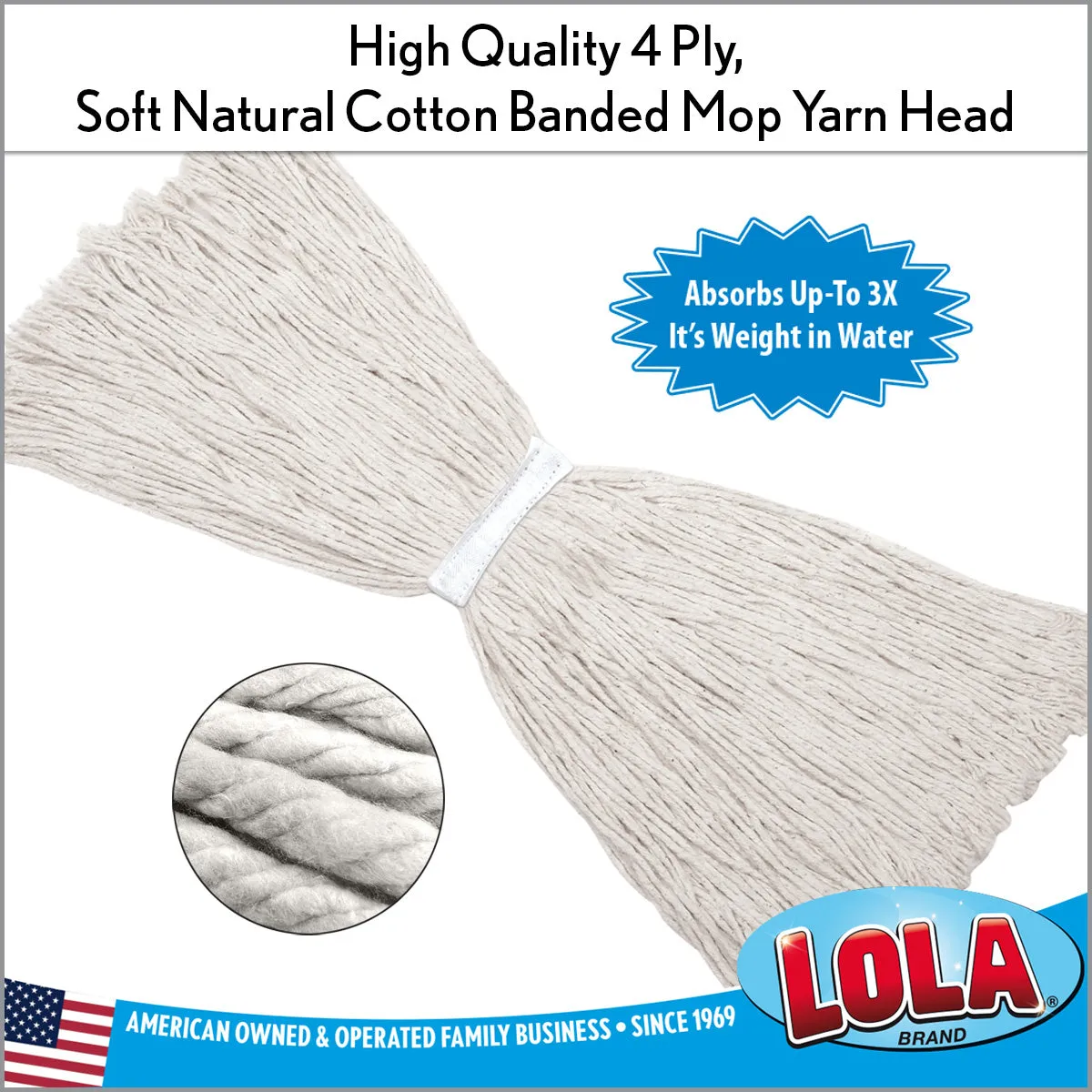 Cotton Wet Mop Head, fits Most Mop Stick Handles
