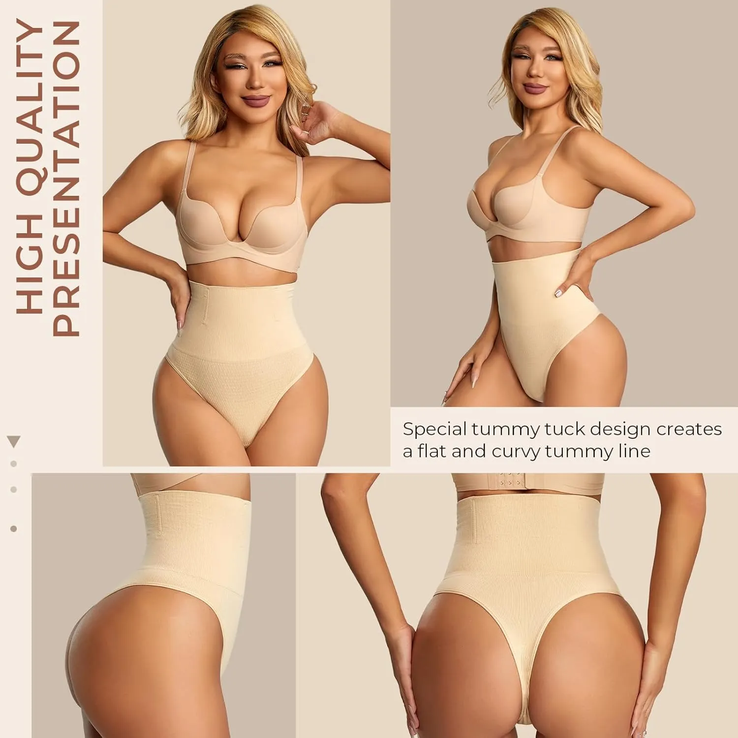 Dulchany Thong Shapewear Tummy Control Underwear for Women Seamless Body Shaper Panties