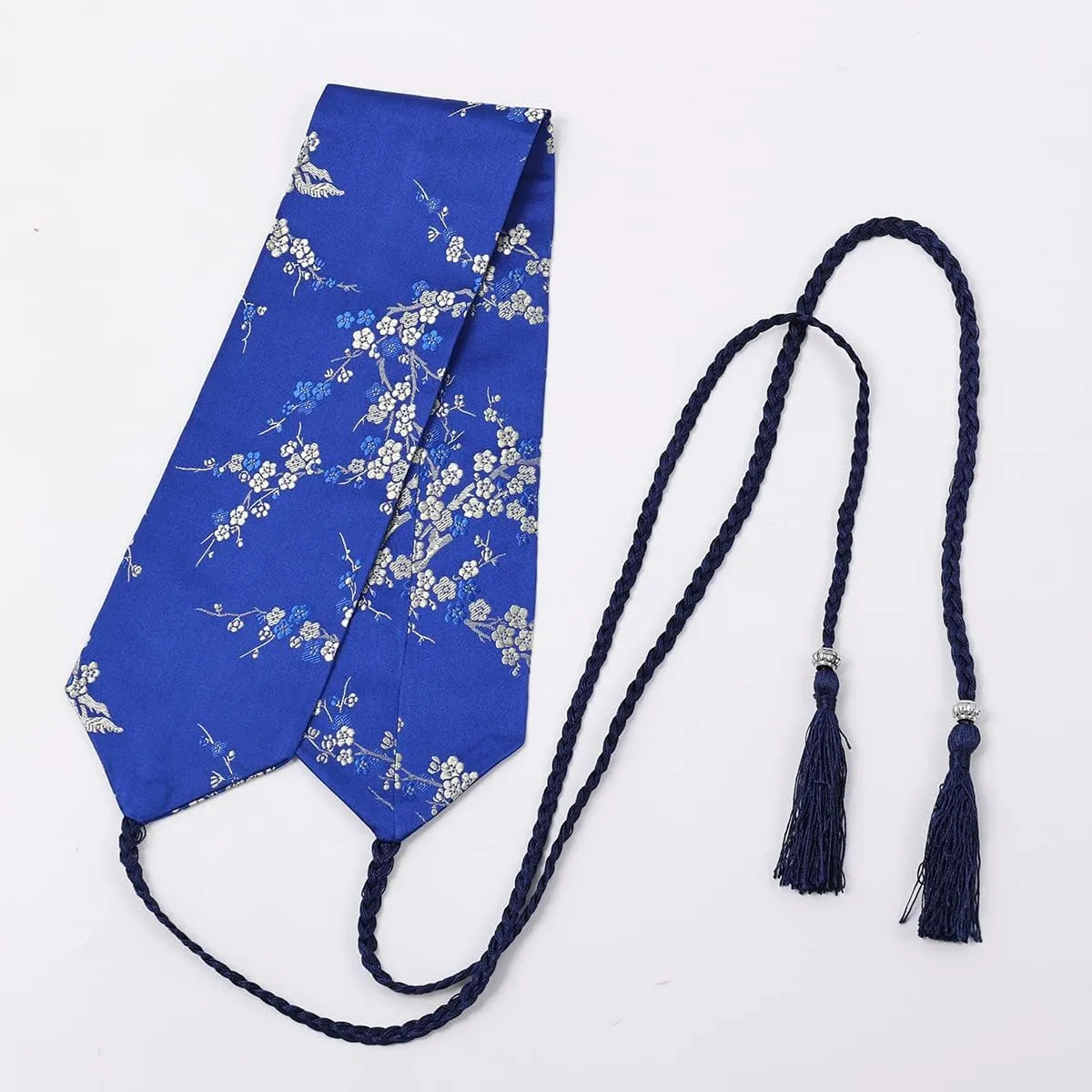 FAD-4U Womens Kimono Obi Belt Japanese Style Embroidered Wide Waistband Girdle with Tassel Yukata Robe Accessories