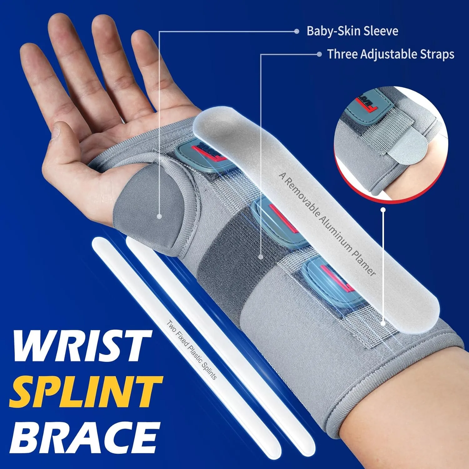 FEATOL Wrist Brace Splint Carpal Tunnel for Women Men, FSA HSA Eligible, Night Wrist Sleep Support Brace, Left Hand, Medium/Large, Pain Relief for Sprain, Arthritis, Tendonitis