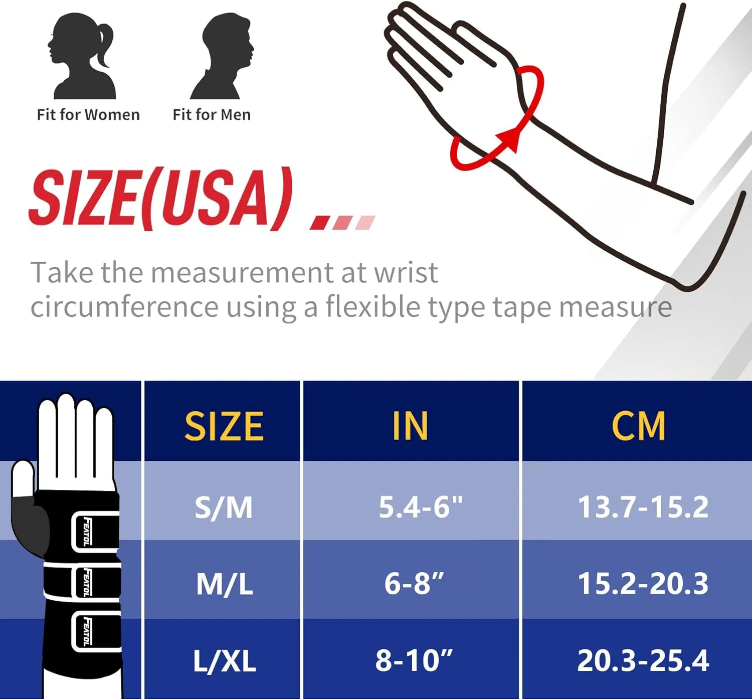 FEATOL Wrist Brace Splint Carpal Tunnel for Women Men, FSA HSA Eligible, Night Wrist Sleep Support Brace, Left Hand, Medium/Large, Pain Relief for Sprain, Arthritis, Tendonitis