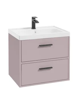 FINLAND 60cm Vanity unit Matt Cashmere Pink-Matt Black Handles