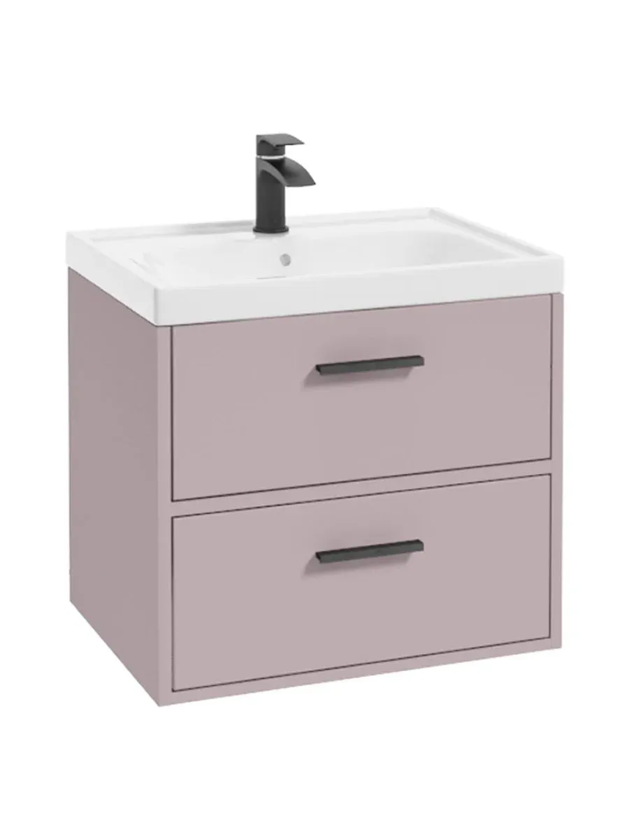 FINLAND 60cm Vanity unit Matt Cashmere Pink-Matt Black Handles