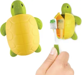 Fun Animal Turtle Toothbrush Cover  Kids Toothbrush Holder with Cover  Toothbrush Holders for Bathrooms - Suction Cup Toothbrush Holder