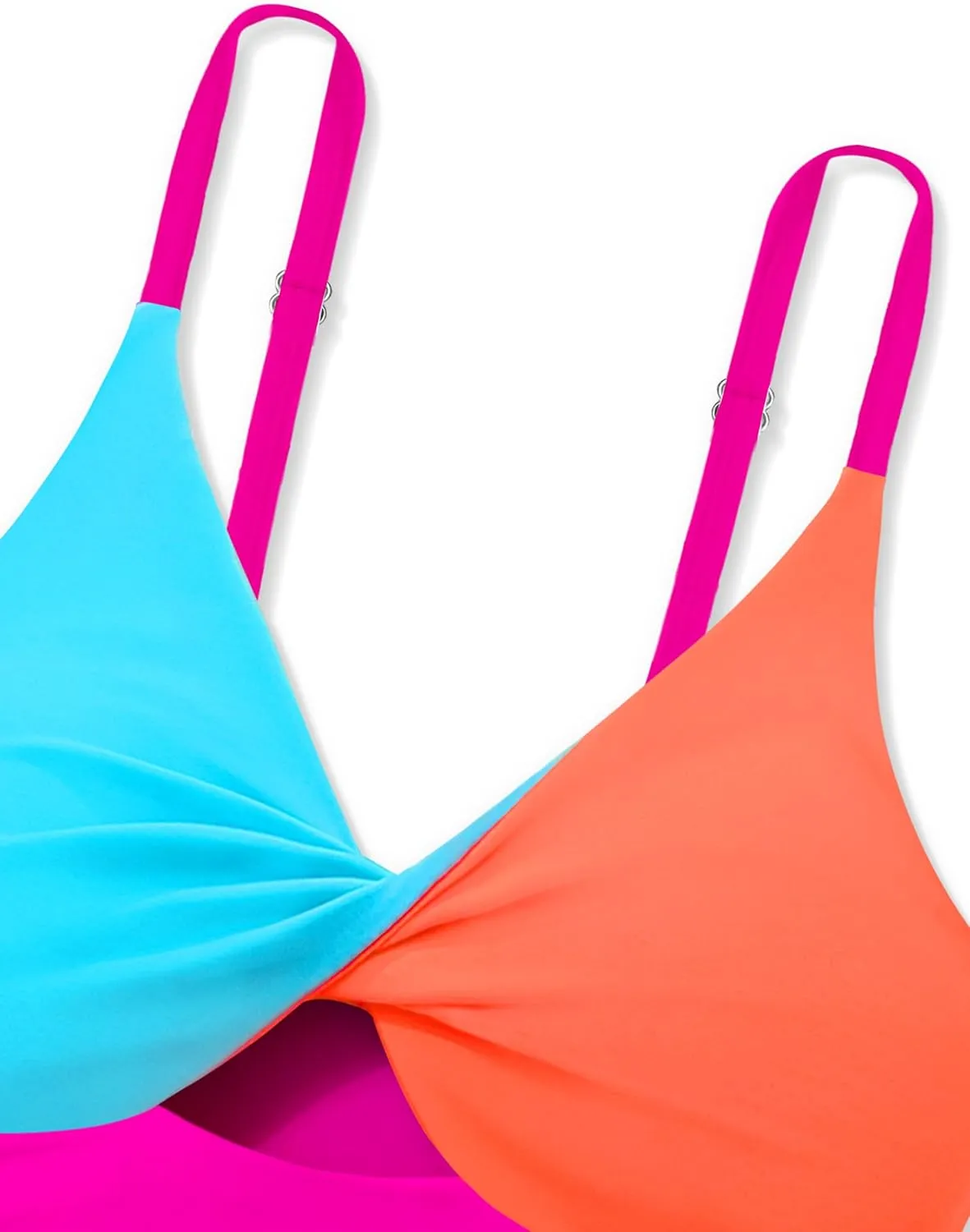 Girls Swimsuit Color Block Girls Bathing Suit Twist Tankini Set Two Piece Girl Swimwear Bikini Set for 9-16 Years