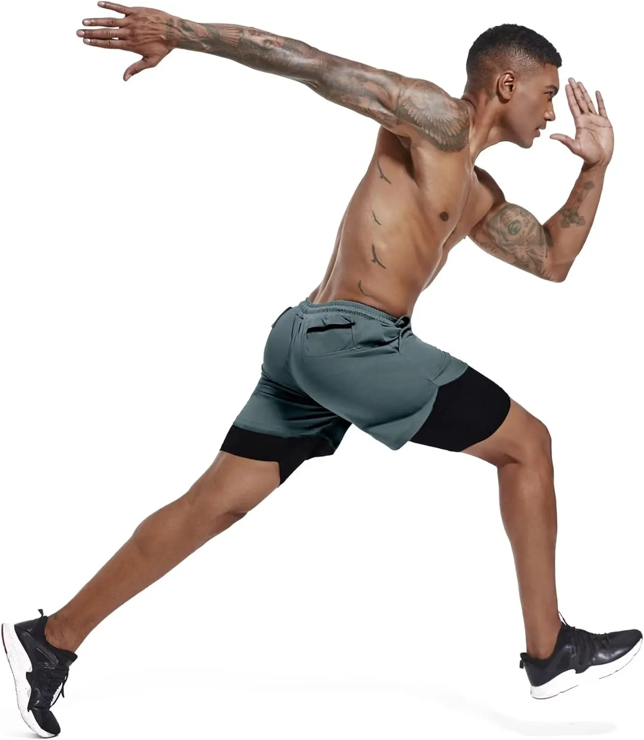 GYMELITE Men's 2 in 1 Workout Running Shorts 7" Gym Yoga Active Sports Shorts Lightweight Training with Phone Pockets
