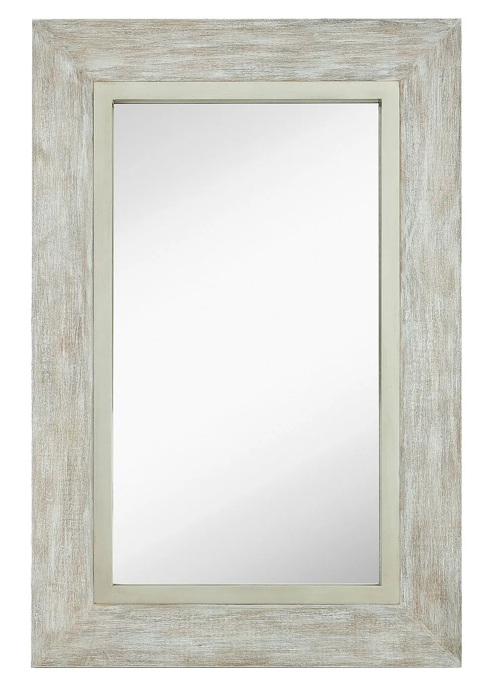 Large White Washed Framed Mirror | Beach Distressed Frame | Solid Glass Wall Mirror