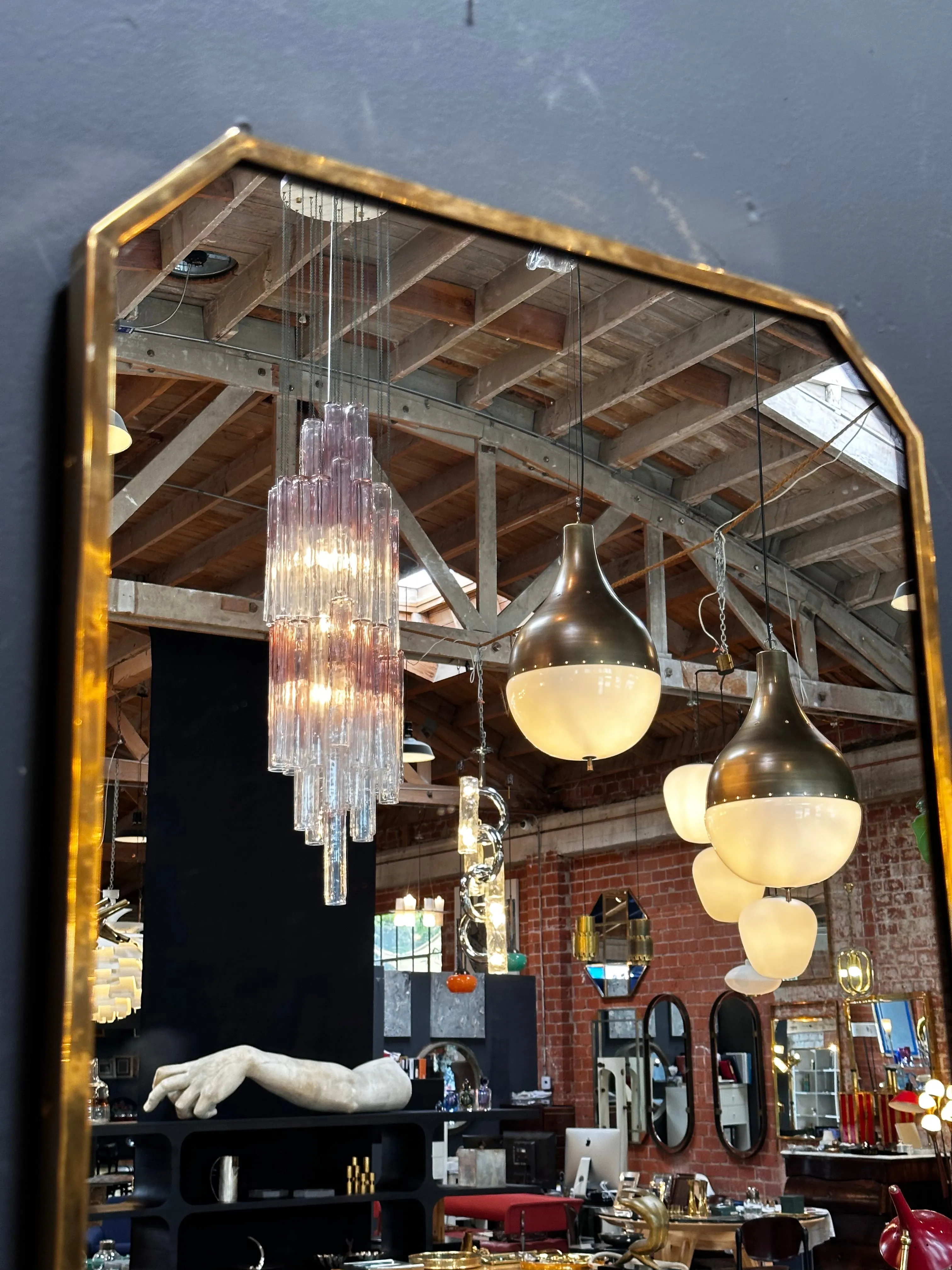 Mid Century Italian Octagonal Wall Mirror 1980s