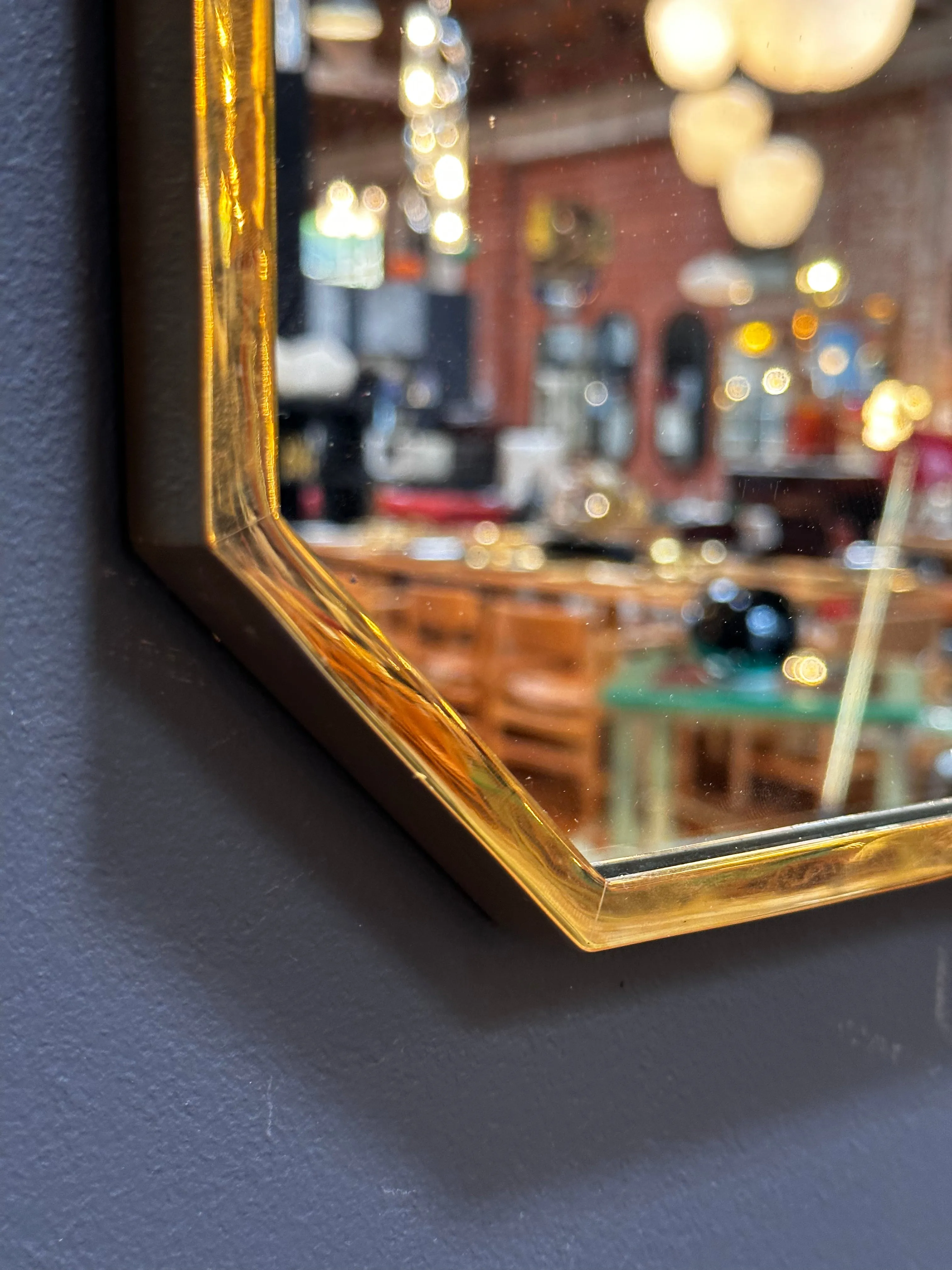 Mid Century Italian Octagonal Wall Mirror 1980s