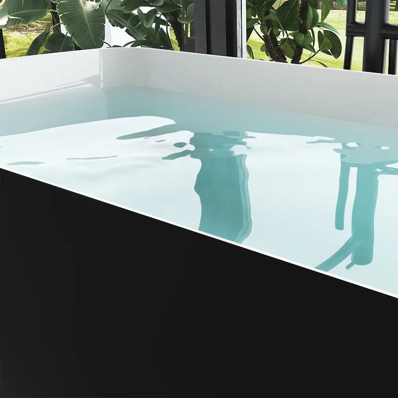 Mokleba 47'' Acrylic Rectangle Freestanding Built-in Seat Japanese Soaking Bathtub
