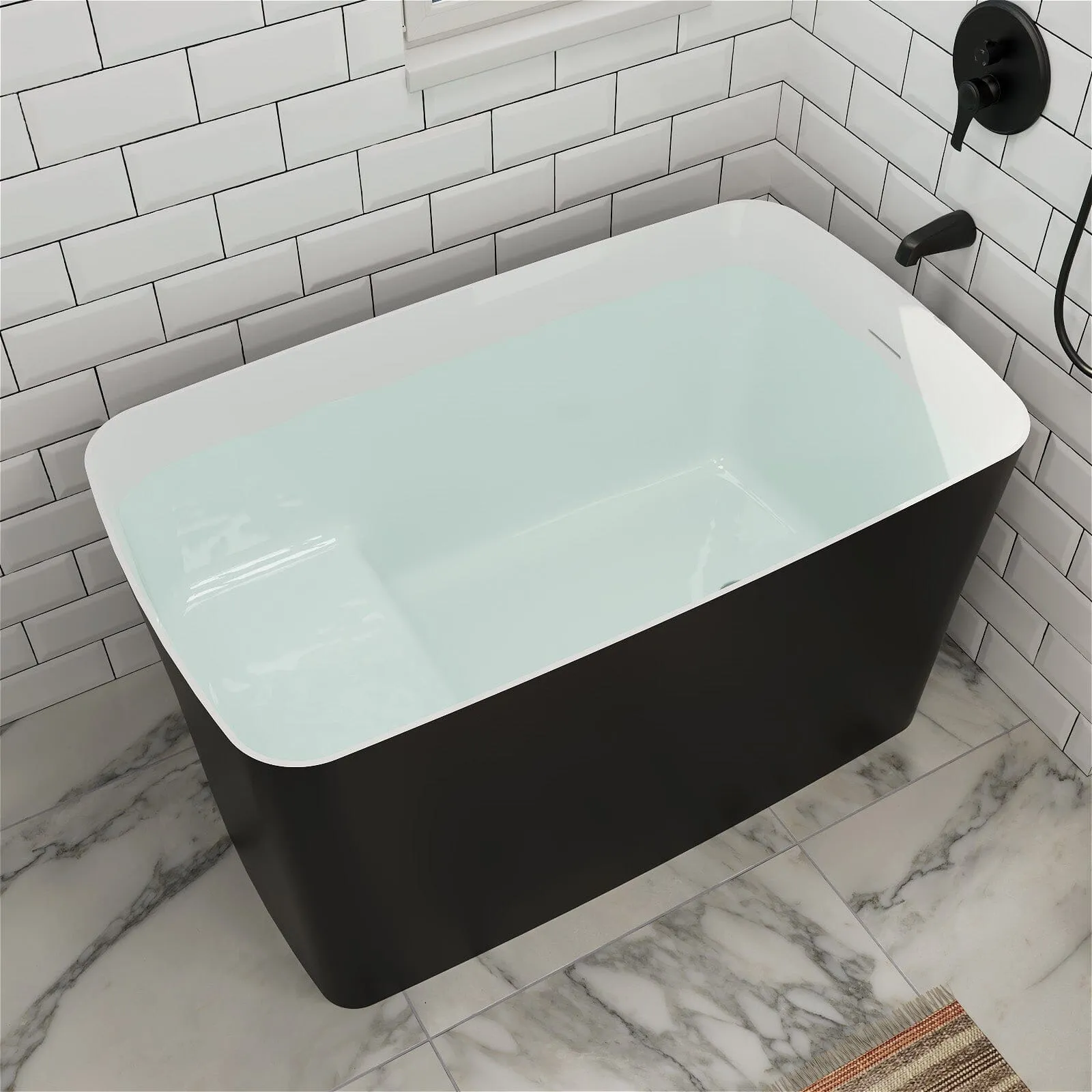 Mokleba 47'' Acrylic Rectangle Freestanding Built-in Seat Japanese Soaking Bathtub