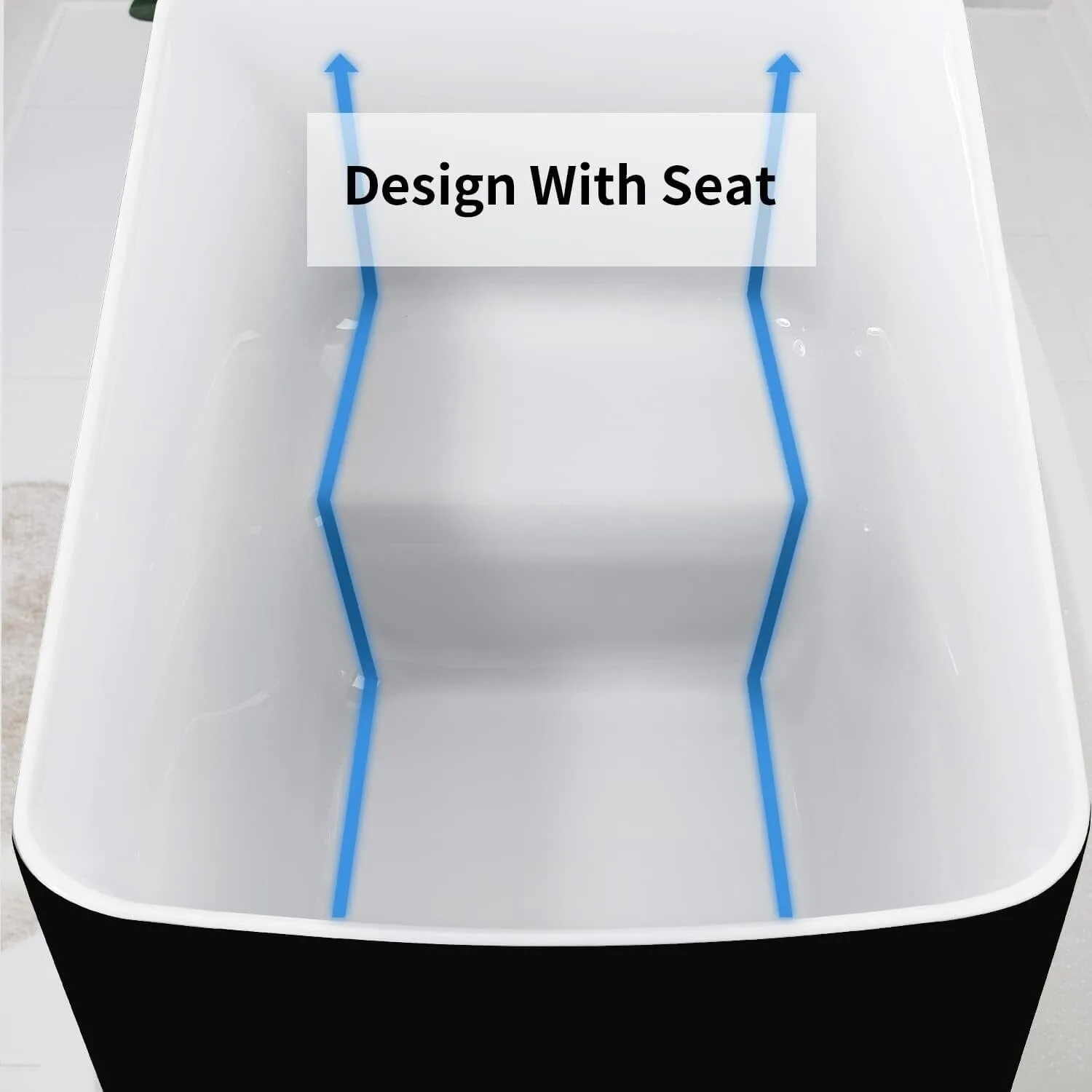 Mokleba 47'' Acrylic Rectangle Freestanding Built-in Seat Japanese Soaking Bathtub