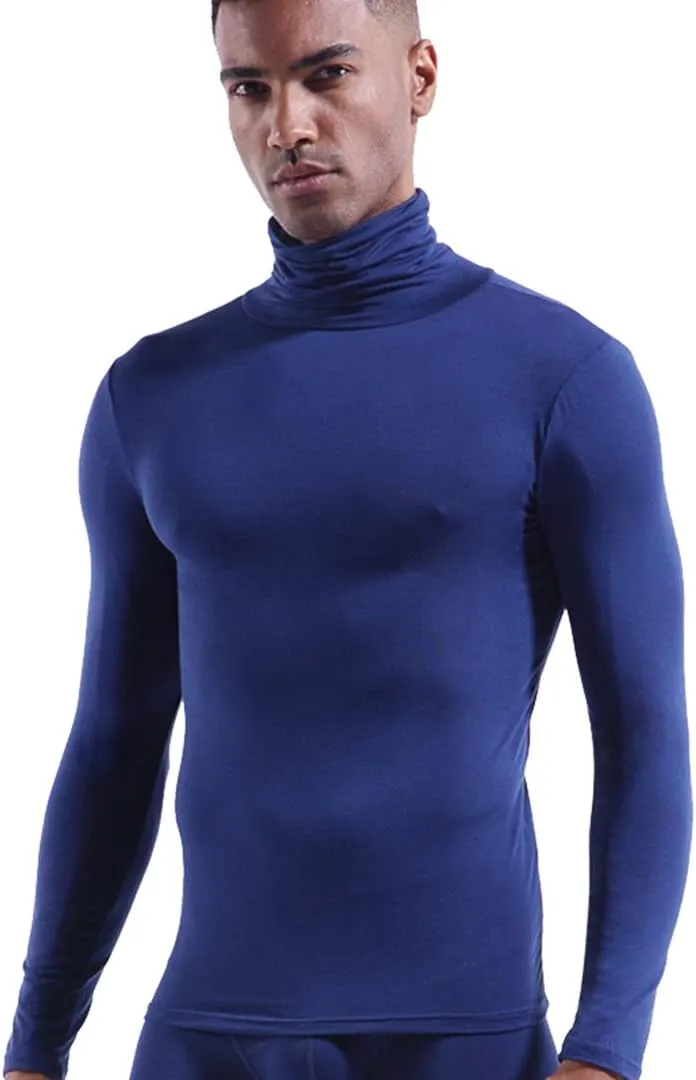 Ouruikia Men's Lightweight Thermal Shirts Modal Base Layer Turtleneck Long Sleeve Pullover Tops