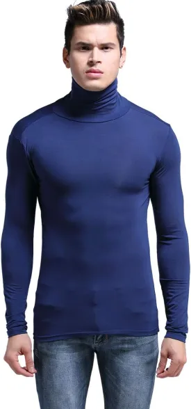 Ouruikia Men's Lightweight Thermal Shirts Modal Base Layer Turtleneck Long Sleeve Pullover Tops