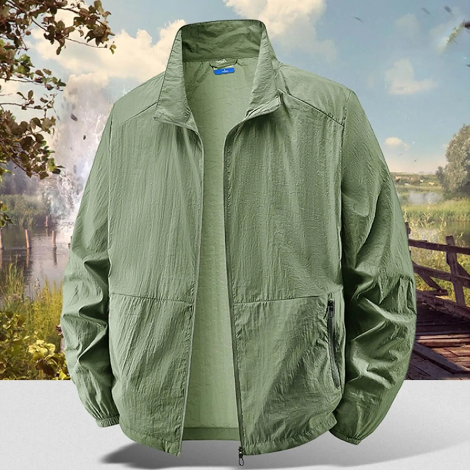 Quick-Dry Men's UV Shirt UPF 50  Sun Protective Zip Up Lightweight Jackets Fishing Tops Long Sleeve Summer Wear