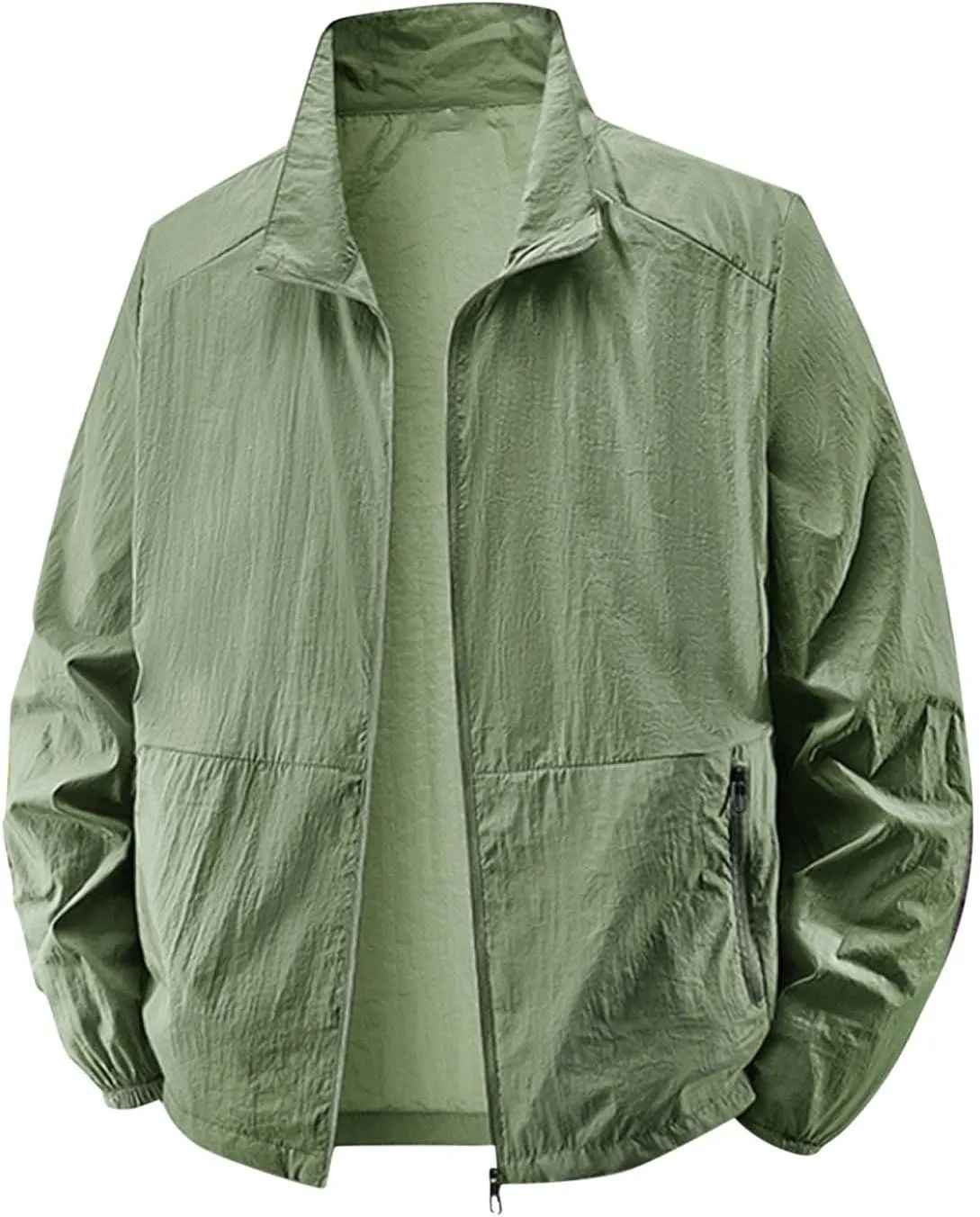 Quick-Dry Men's UV Shirt UPF 50  Sun Protective Zip Up Lightweight Jackets Fishing Tops Long Sleeve Summer Wear