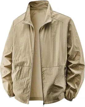 Quick-Dry Men's UV Shirt UPF 50  Sun Protective Zip Up Lightweight Jackets Fishing Tops Long Sleeve Summer Wear