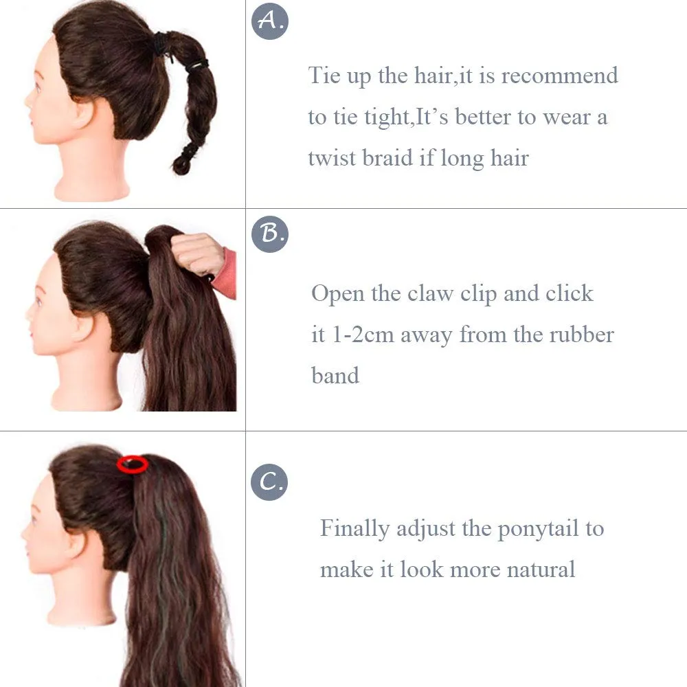 Rich Choices Claw Clip Ponytail Extension Human Hair Real Hair Ponytail Extension Balayage Chocolate Brown Clip In Long Ponytail Hair Extensions Straight For Women #2R 14 Inch