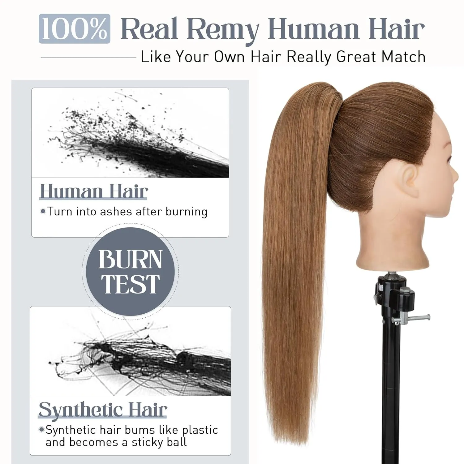 Rich Choices Claw Clip Ponytail Extension Human Hair Real Hair Ponytail Extension Balayage Light Brown 14 Inch 105g One Piece Clip In Long Ponytail Hair Extensions Straight For Women #6