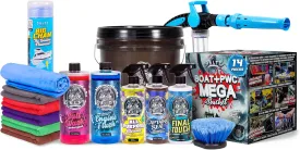 Salty Captain Boat & PWC Mega Cleaning Bucket  All-in-One Boat Wash Kit with Foam Gun, Salt Wash, Engine Flush & Rust Spray  Ultimate Marine Cleaning for Boats, Jet Skis & Watercraft