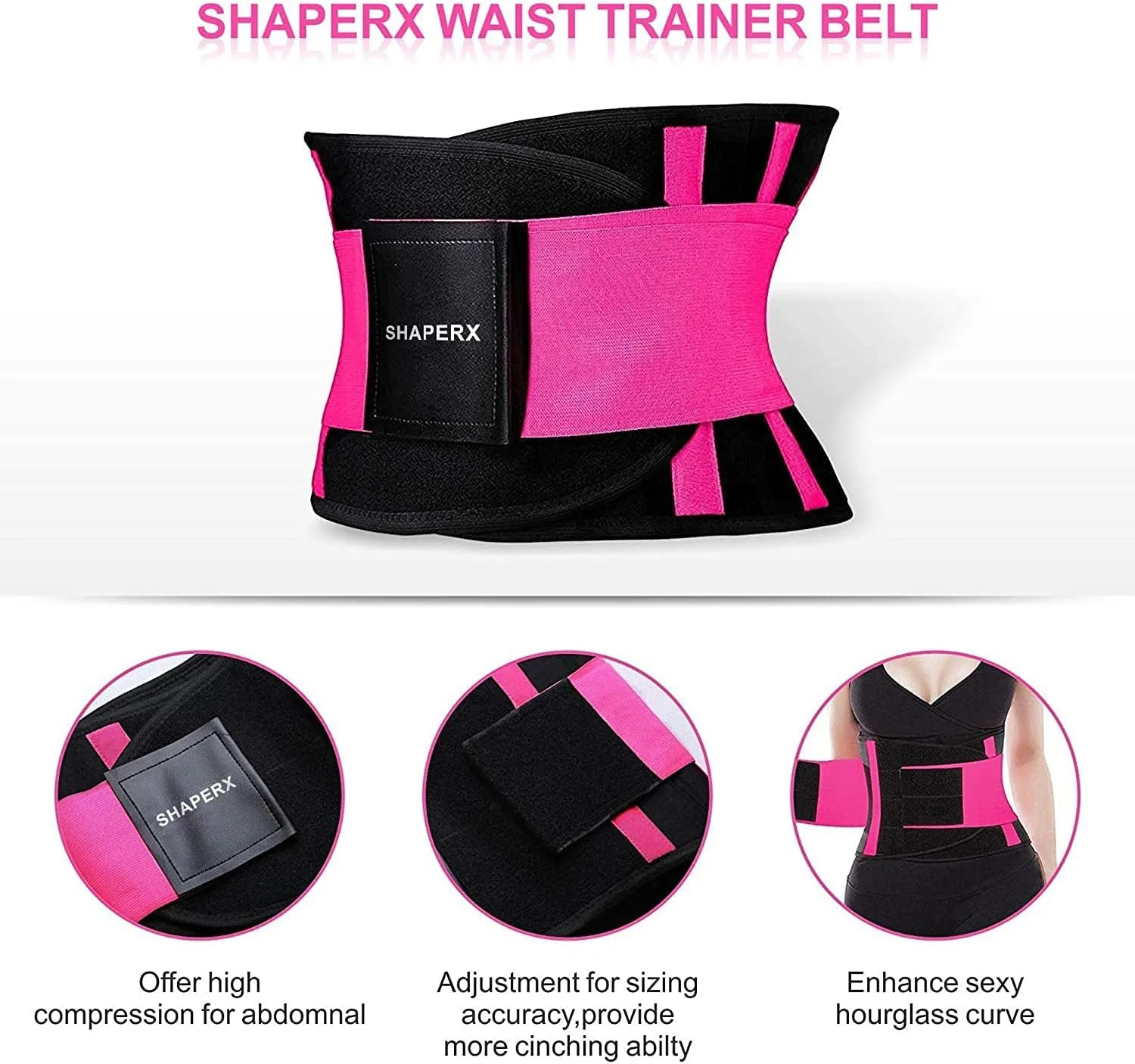 SHAPERX Women Waist Trainer Eraser Belt Tummy Control Waist Trimmer Slimming Belly Band Shaper