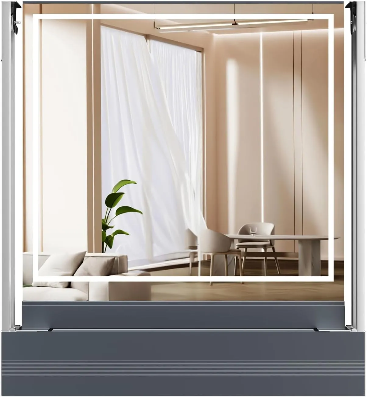 Smart Makeup Mirror Hide in The Desk,Vanity Mirror with Lights,Touch Switch,Anti-Collision,Sensor LED Light,Support Voice Remote to Control Up/Down Women Gifts for Her (TSYQ-1000)