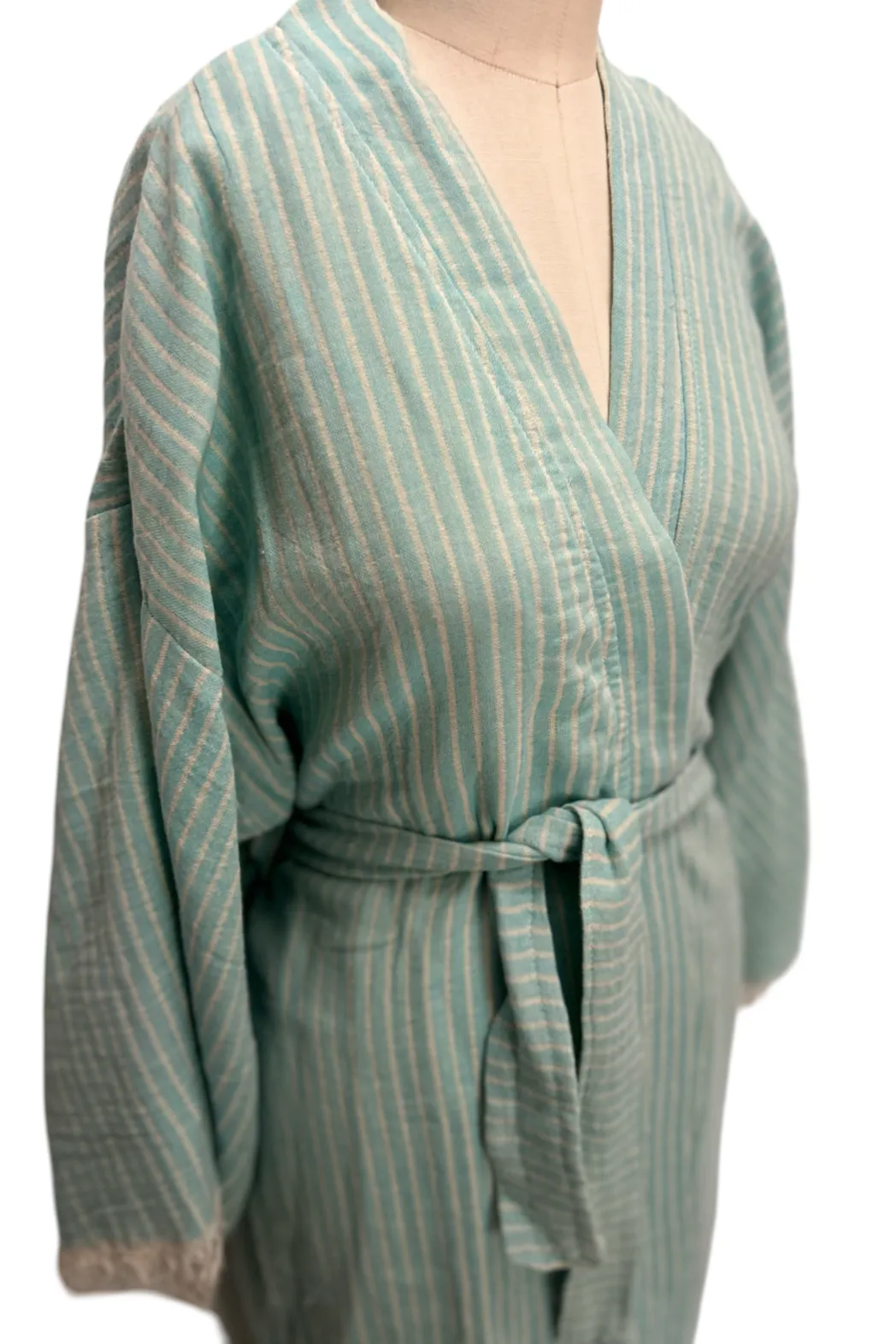 Striped Robe in Turquoise