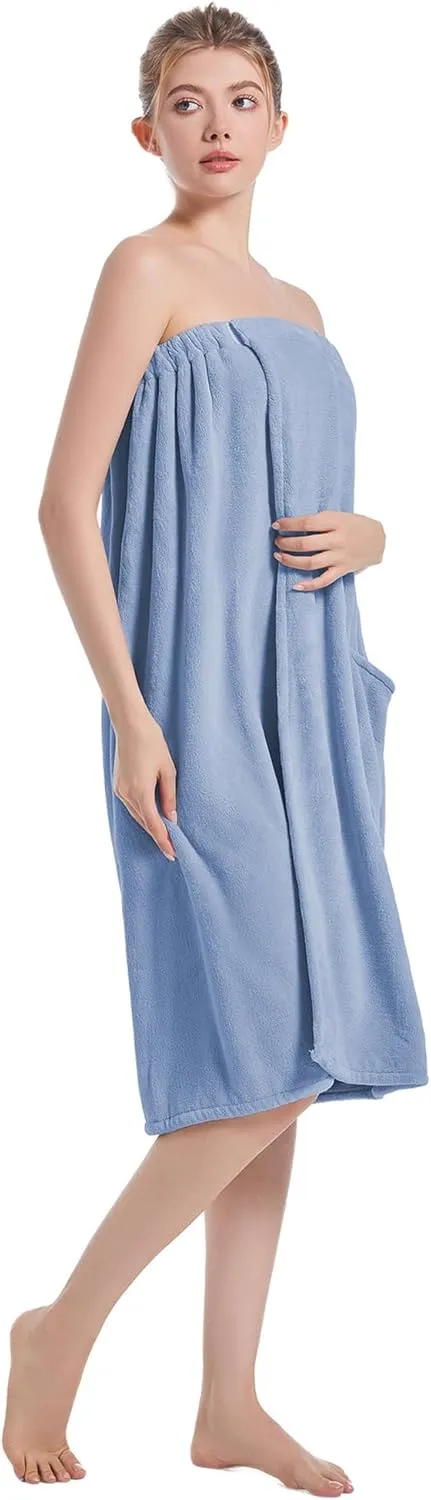 Towel Wrap For Women After ShowerPlush Bath Robe FemaleSauna Spa Wrap Around Towels With Pockets