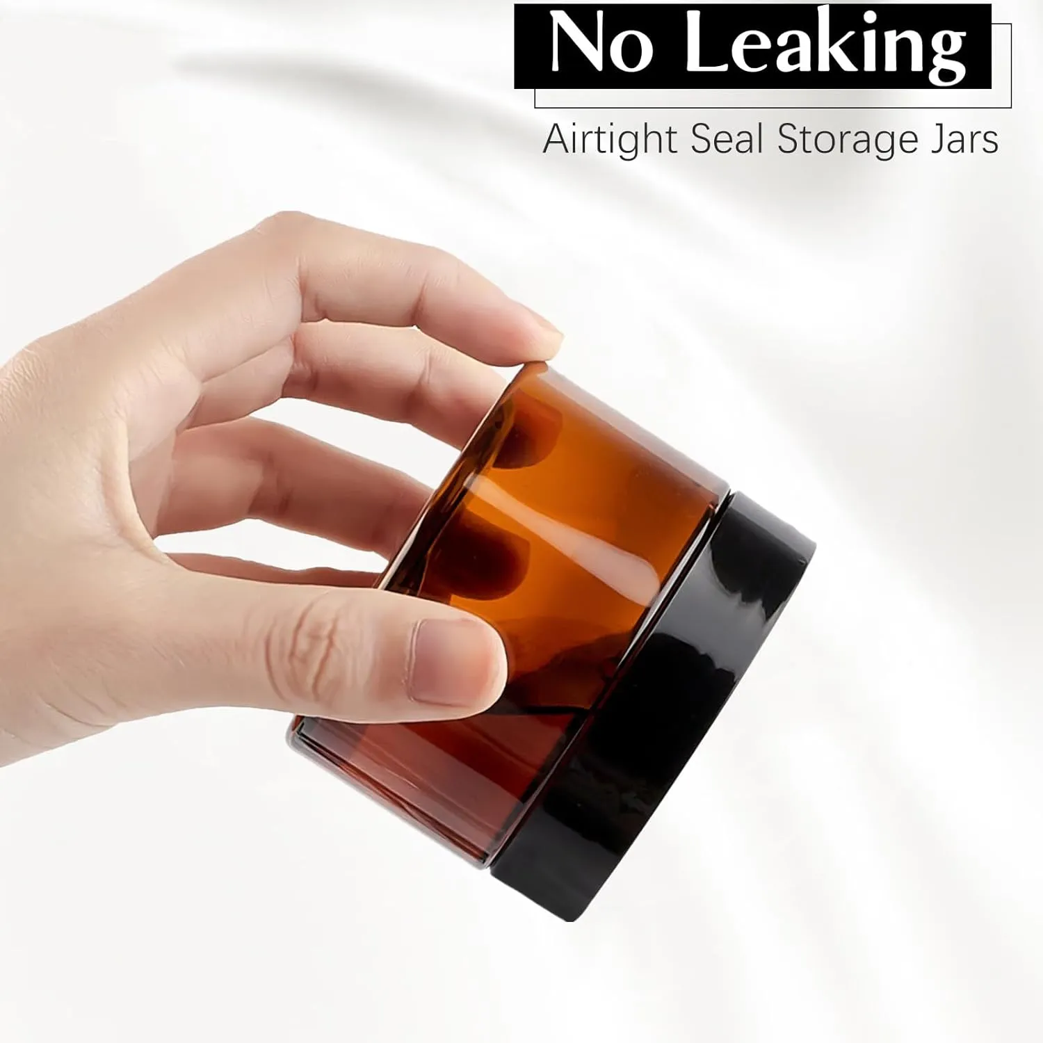 TUZAZO 4 Oz Amber Plastic Cosmetic Jars Leak Proof Small Container with lids for Cream, Lotion, Powder, Ointments, Beauty Products, 6 Pcs