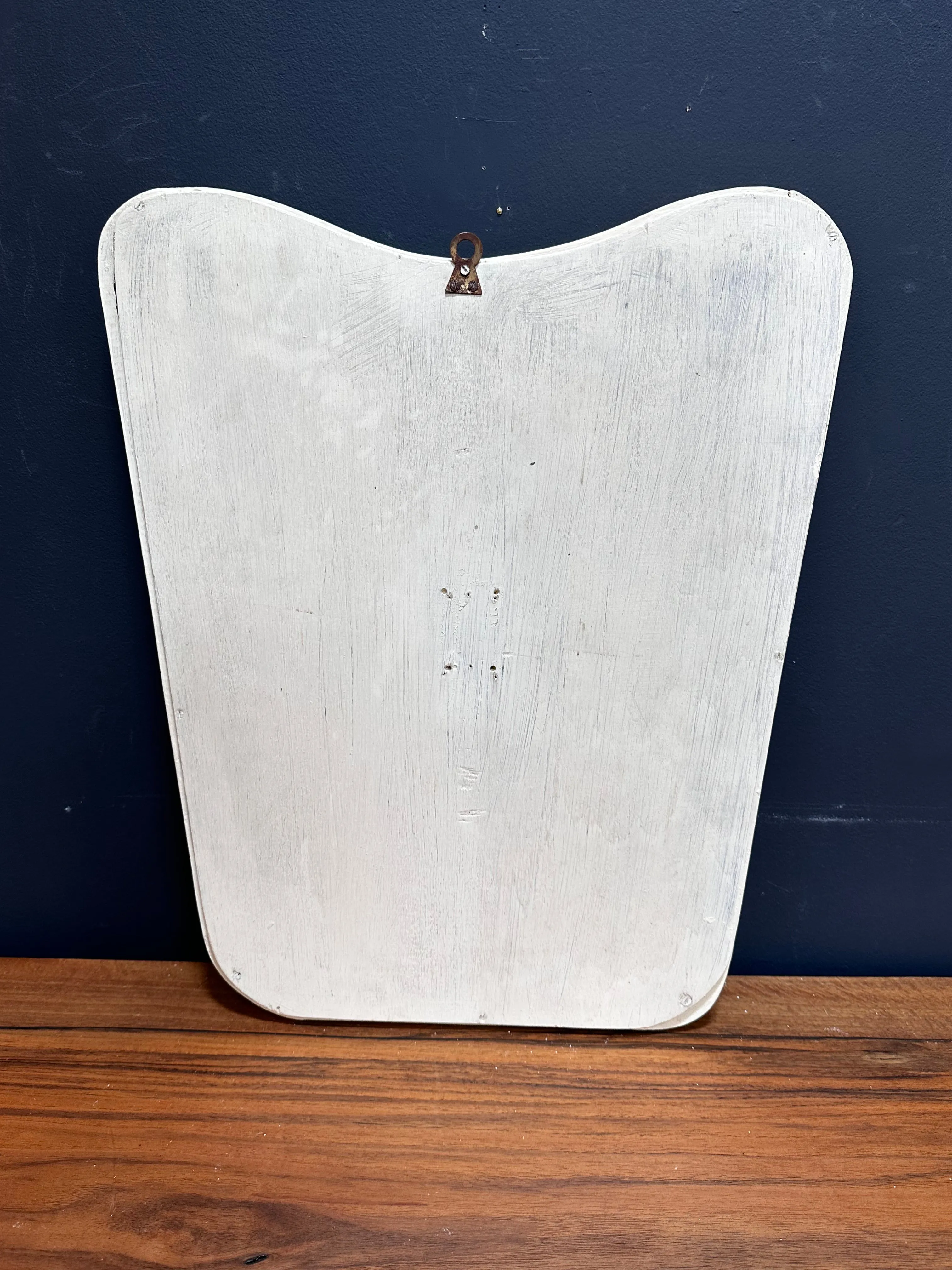 Vintage Italian White Wood Wall Mirror 1980s