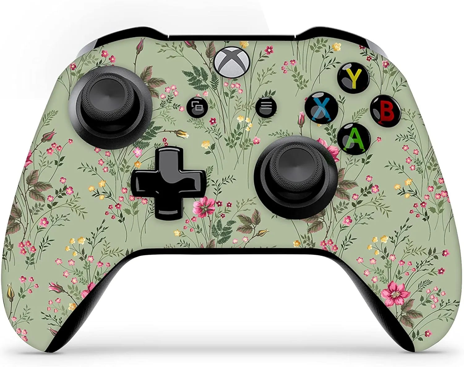 ZOOMHITSKINS Controller Skin Compatible with X1 S and X1 X, Vinyl Sticker Technology, Botanical Vintage Flowers Floral Green, Durable, 1 Skin, Made in The USA